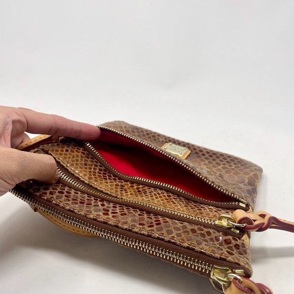 Dooney & Bourke Snake-Print Northstyle Triple Zip Crossbody Letter Carrier Purse - Picture 10 of 11